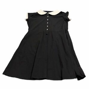 HDE Plus Size Peter Pan Collar Button A-Line Dress (Black/White) Size 1X